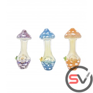 MAGIC MUSHROOM GLASS HAND PIPE 3CT/PK